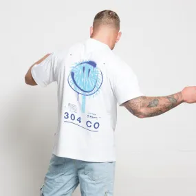 304 Mens Blue Face Palm T-Shirt White