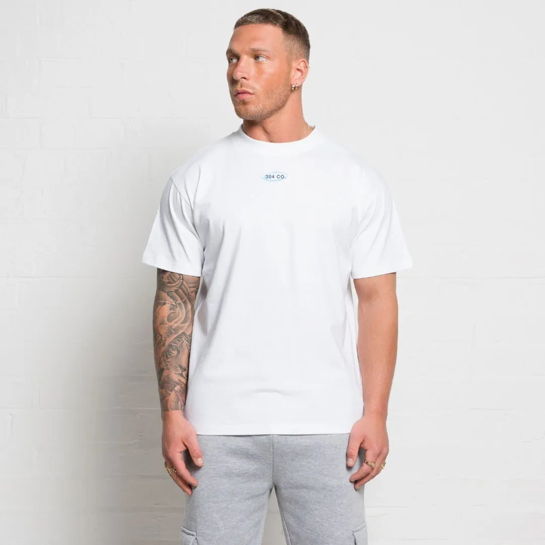 304 Mens Blue Face Palm T-Shirt White