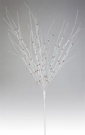 32" Glittered Birch Twig Spray with Red Berries