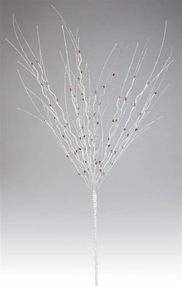 32" Glittered Birch Twig Spray with Red Berries