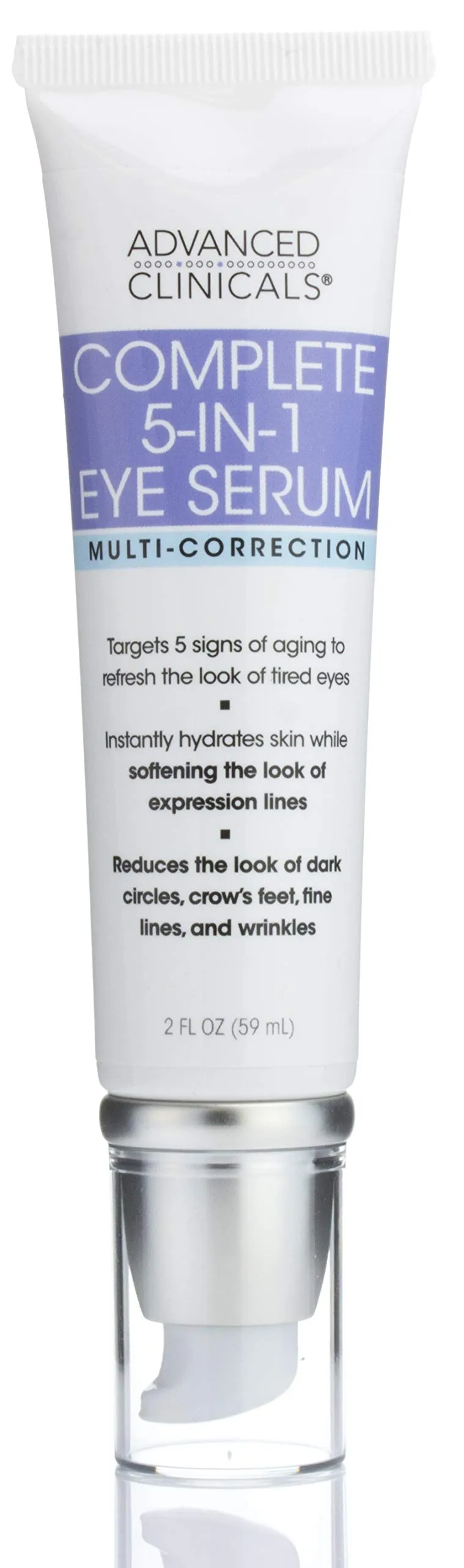 Advanced Clinicals 5-in-1 Multi Correction Anti-Aging Eye Serum w/Retinol, Collagen, Vitamin C, & Manuka Honey. For dark circles, wrinkles, crow's feet, fine lines. (Two - 2oz)