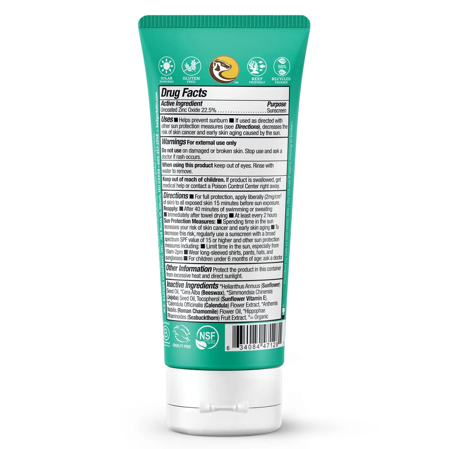 Badger SPF 40 Baby Reef Safe Natural Mineral Sunscreen Cream with Clear Zinc Oxide, Broad Spectrum & Water Resistant, Chamomile, 2.9 Fl Oz 2.9 Fl Oz (Pack of 1)