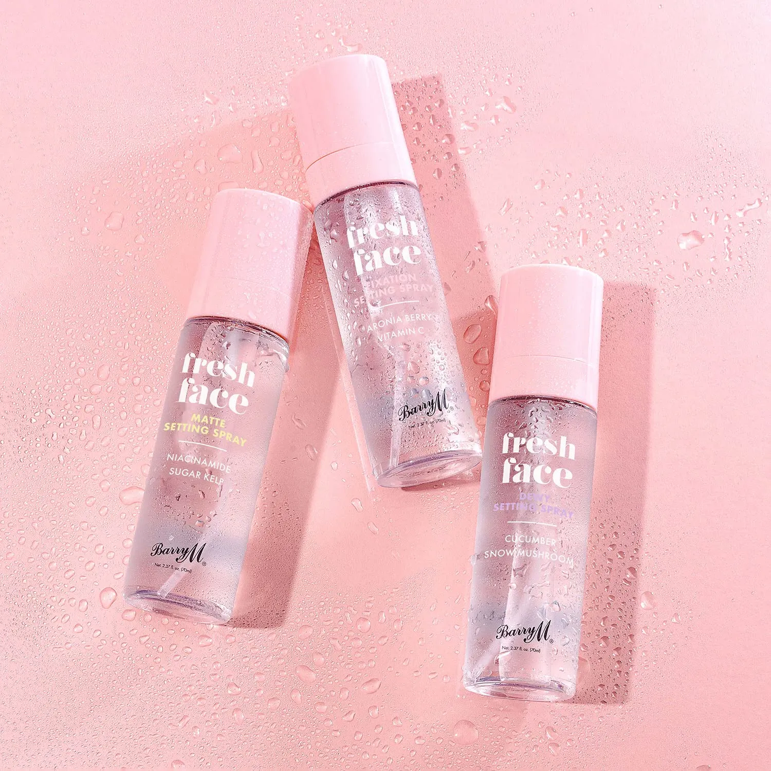 Barry M Fresh Face Dewy Finish Setting Spray, Long-lasting, Formulated with Hydrating Cucumber Extract and Moisturising Snow Mushroom, Clear