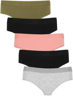 Broom (5 Pack) Assorted Briefs In Khaki/ Black/ Blush/ Light Grey Marl - Tokyo Laundry