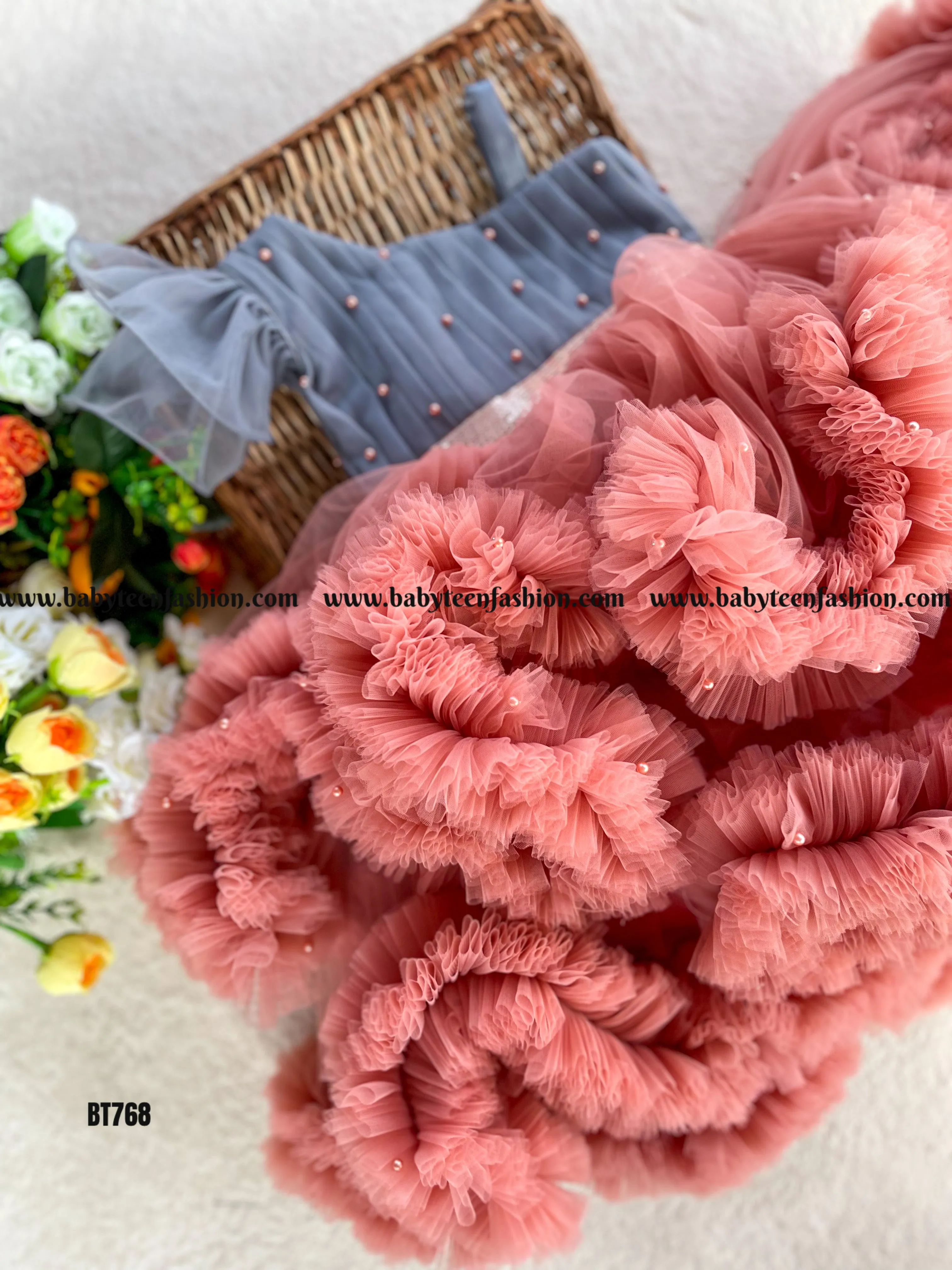 BT768 Blush Blossom Dress – Petal-Soft Perfection for Parties!