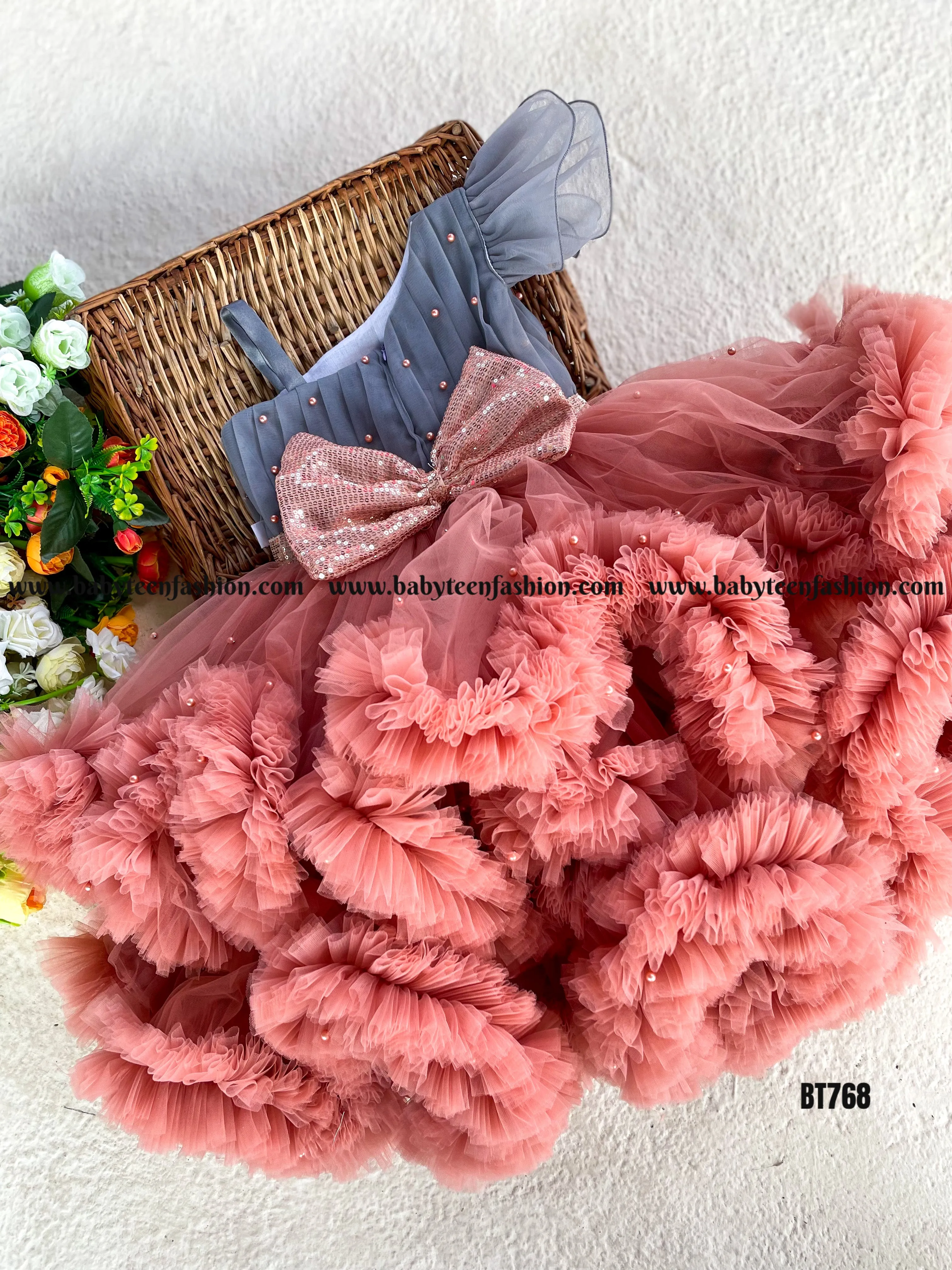 BT768 Blush Blossom Dress – Petal-Soft Perfection for Parties!