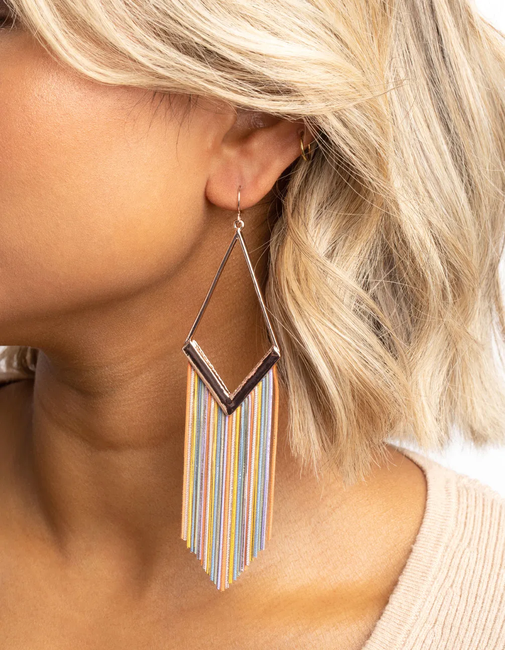 Rose Gold Snake Chain Drop Earrings