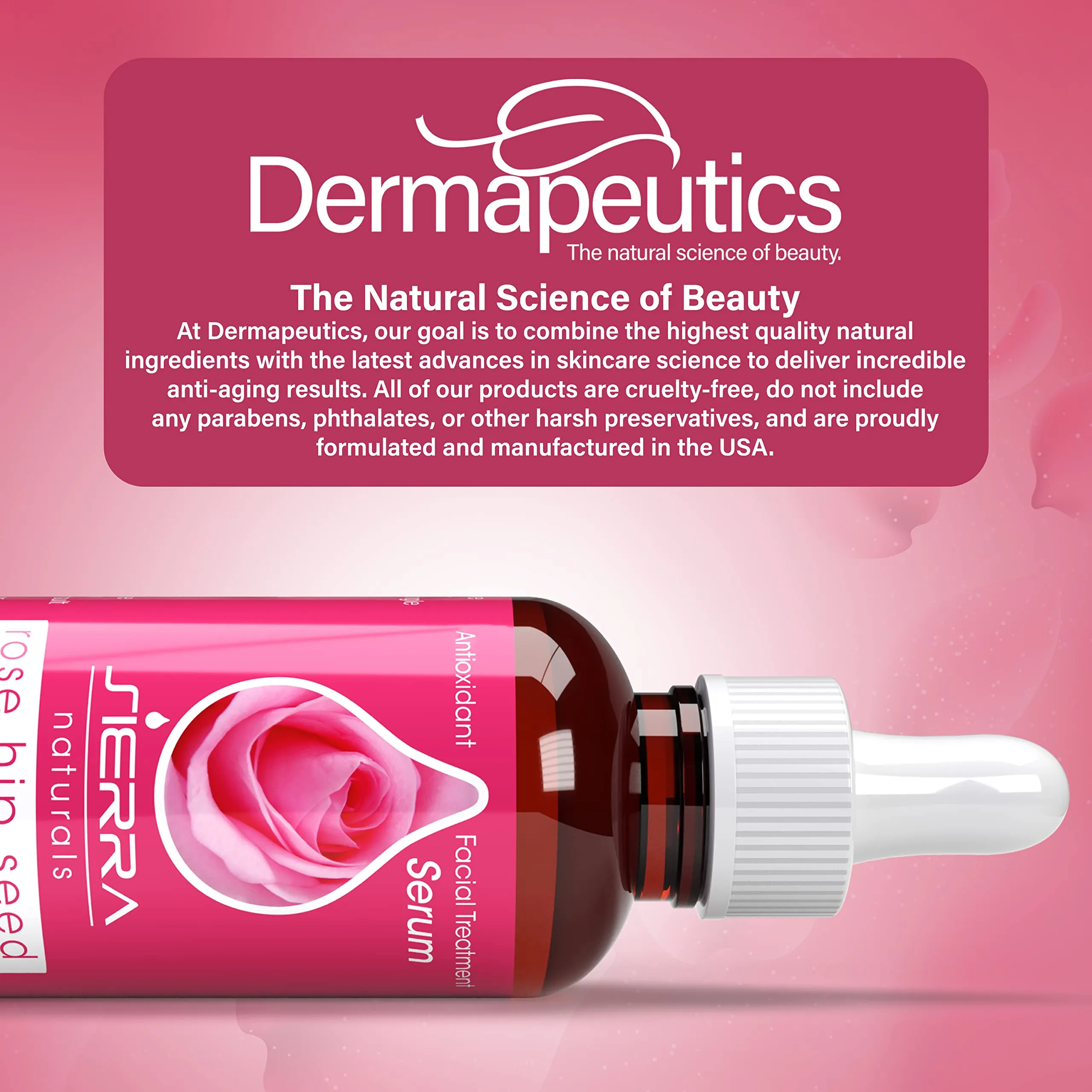 Sierra Naturals Rose Hip Seed Oil Serum Natural Moisturizer Vitamins C & A, Omega 6, 1 oz
