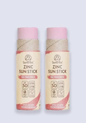 Suntribe Natural Mineral Zinc Sun Stick Retro Red SPF 30 30g - 2 Pack Saver