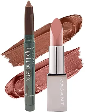 VASANTI Lip of the Day Feel Good - Depth Definer   Zen Time - Matte, Longwear, Hydrating, Lip Liner Pencil - Long-lasting, Smudgeproof, Gel Matte Lipstick - Natural, Organic, Lip Kit